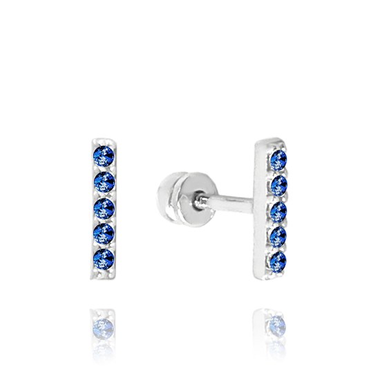MINET Elegantní zlaté náušnice na šroubek z bílého zlata s tmavě modrými zirkony Au 585/1000 1,00g