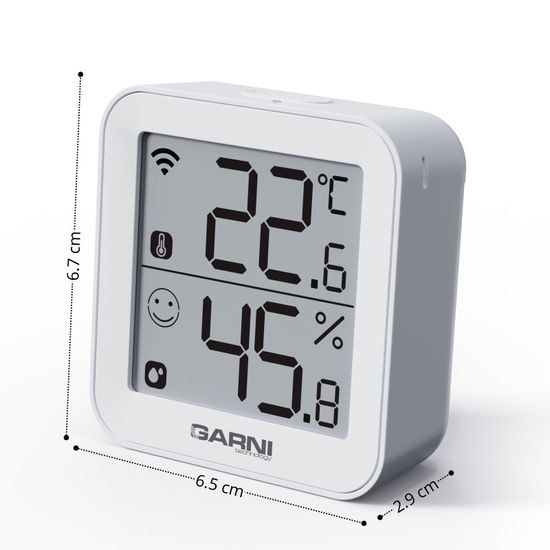 Chytrý vnitřní teploměr s vlhkoměrem GARNI 158THT