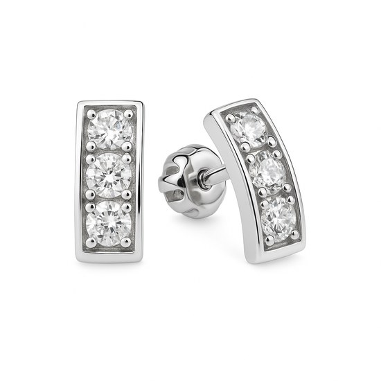 Stříbrné náušnice se zirkony - šroubek