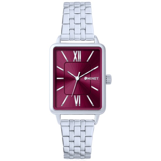 MINET Stříbrno-vínové dámské hodinky SIENA MWL5401