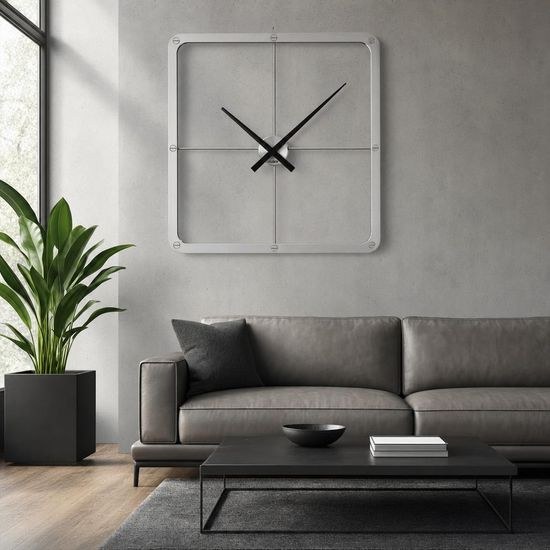 KUBRi 0860 - Luxusní 100 cm industriální hodiny z nerez oceli vyrobené v Česku