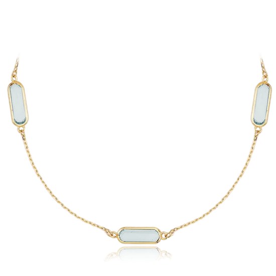 MINET Elegantní zlatý náhrdelník se světle modrými zirkony Au 585/1000 2,90g