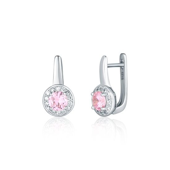 Stříbrné náušnice JVD růžový a bílé zirkony SVLE0046SH2R200
