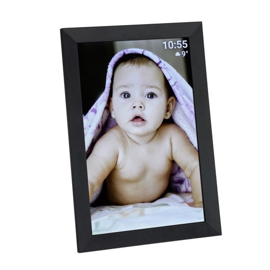 TFA 37.1000.01 - digitální fotorámeček s přesným časem a předpovědí počasí a aplikací Frameo