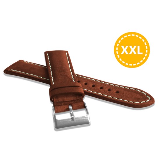 Prodloužený přírodně barvený hnědý řemínek LAVVU NATURE z kůže Top Grain - 22 XL