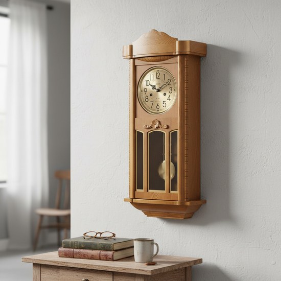 Adler 11002-OAK - dřevěné kyvadlové hodiny s mechanickým strojem a půlovým bitím