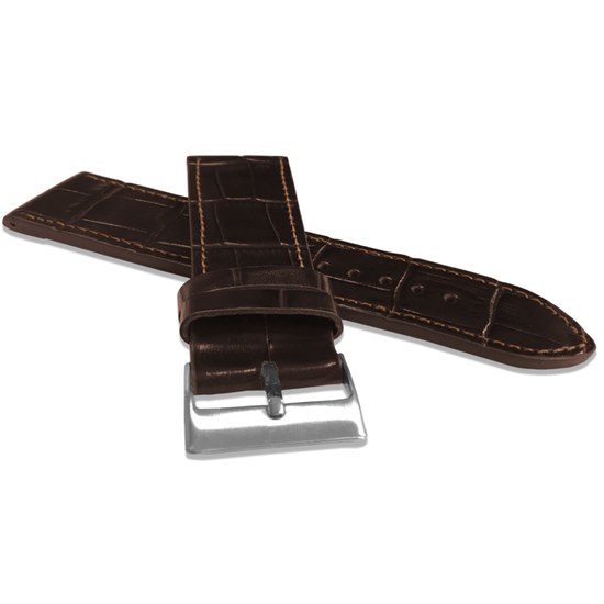 LAVVU Tmavě hnědý prošitý řemínek CROCO z luxusní kuže Top Grain - 24 LSJUC24