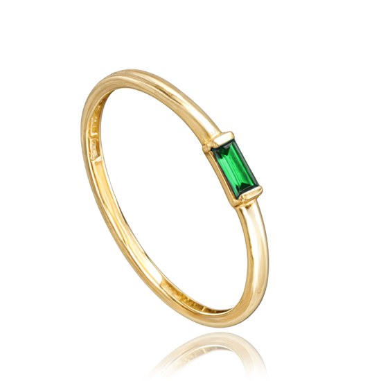 MINET Elegantní zlatý prsten se zeleným zirkonem Au 585/1000 vel. 58 - 1,05g