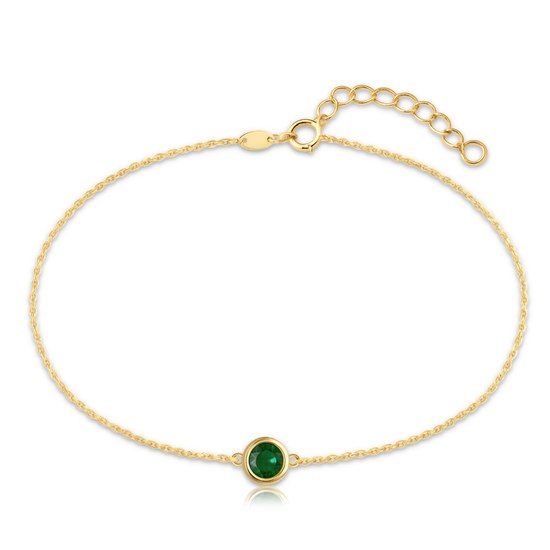 MINET Decentní zlatý náramek se zeleným zirkonem Au 585/1000 0,95g