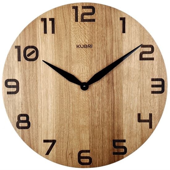 KUBRi 0128 - obrovské dubové hodiny s výraznými černými ručičkami