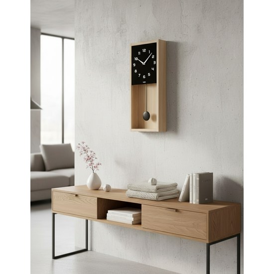 KUBRi 0300A - Kyvadlové hodiny české výroby z masivního dubu bez povrchové úpravy