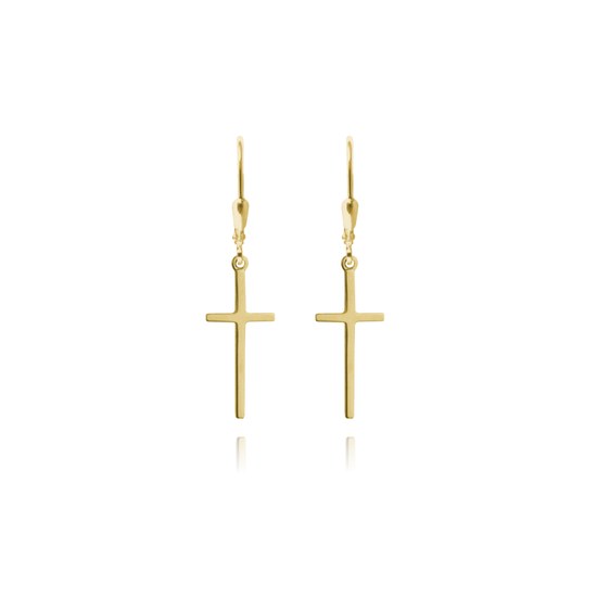 MINET Pozlacené stříbrné náušnice KŘÍŽE
