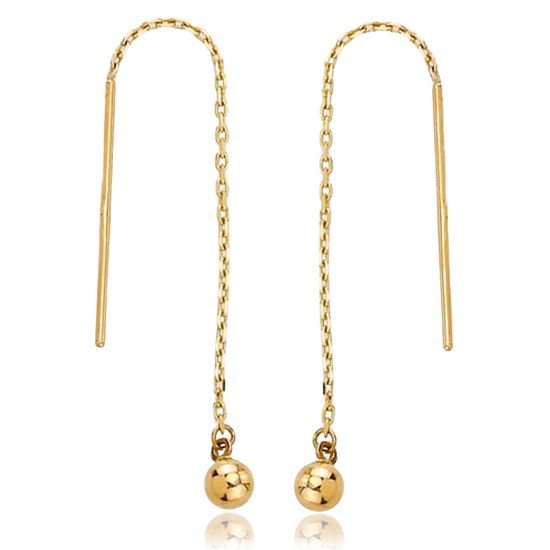 MINET Zlaté protahovací náušnice kuličky Au 585/1000 0,75g