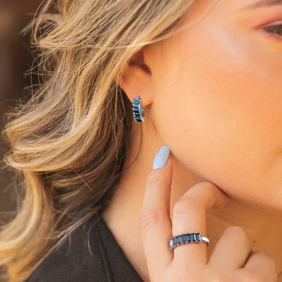 MINET Luxusní stříbrné náušnice s různobarevnými zirkony