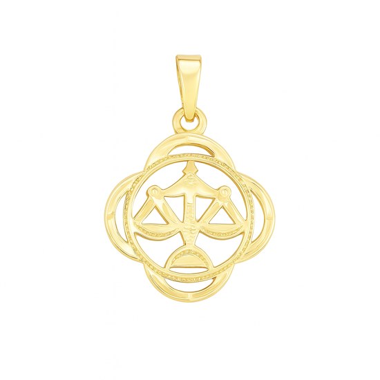 Stříbrný zlacený přívěs zvěrokruh Váhy čtyřlístek