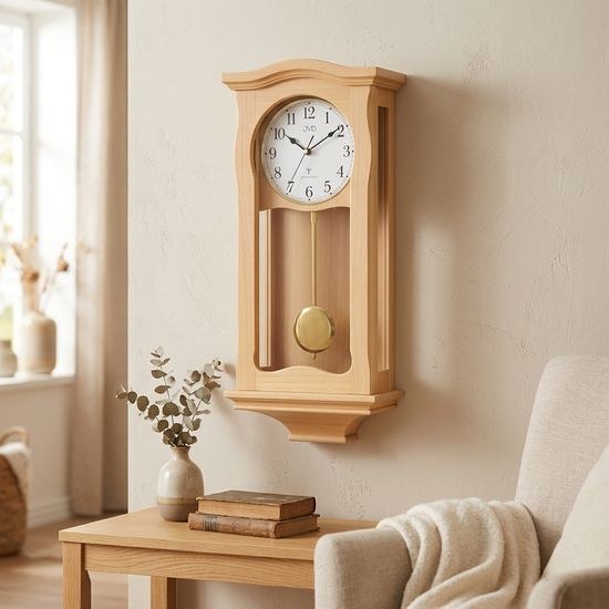 JVD NR2219.2 - Dřevěné kyvadlové hodiny řízené signálem s mnoha funkcemi