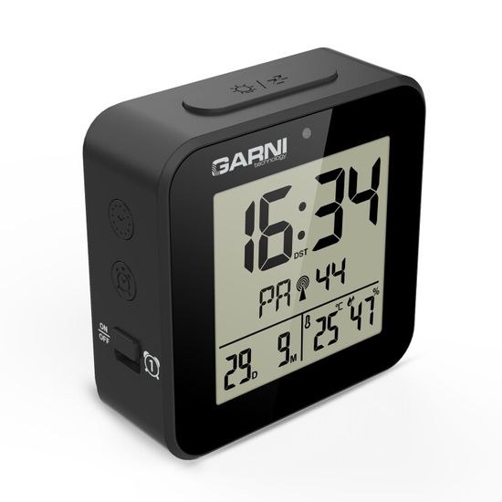 Digitální budík s měřením vnitřní teploty a rel. vlhkosti GARNI 138B