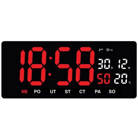 JVD DH3604.3 - Digitální stále svítící hodiny s datumem a dnem v týdnu v češtině