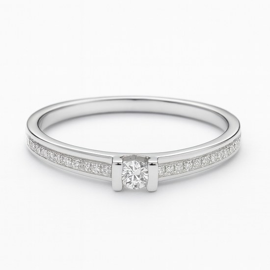 Zlatý 585/1000 prsten z bílého zlata s brilianty 386.0830 0,13ct