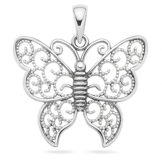 Zlatý 585/1000 přívěsek z bílého zlata motýl 30223