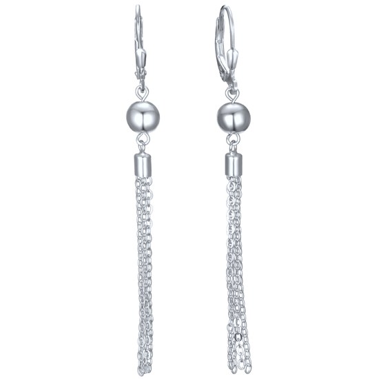 MINET Řetízkové stříbrné visací náušnice s kuličkami