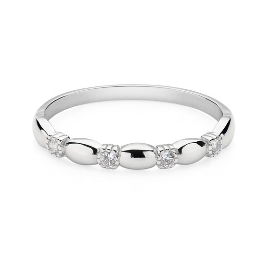 Zlatý prsten z bílého zlata se zirkony