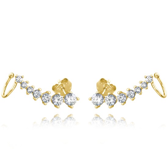 MINET Pozlacené elegantní stříbrné náušnice s bílými zirkony