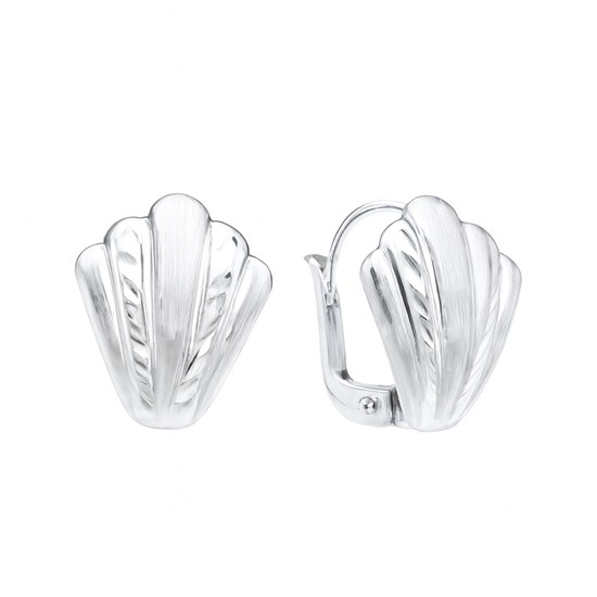 Zlaté 585/1000 náušnice z bílého zlata s gravírováním TU-3071