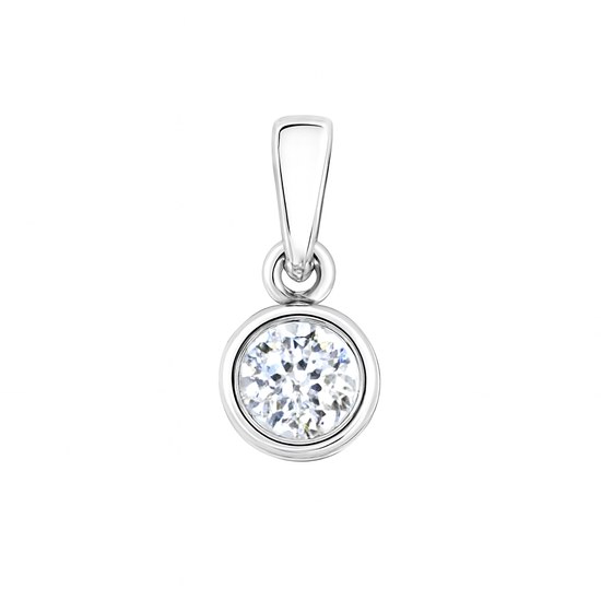 Zlatý 585/1000 přívěs z bílého zlata se zirkonem TU-4062