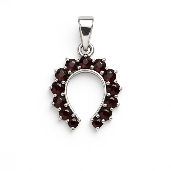 Stříbrný přívěs Podkova s Granáty