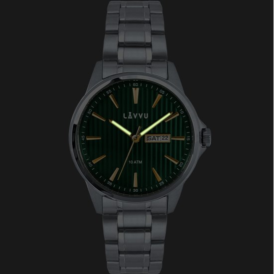 LAVVU Stylové pánské hodinky TRONES Green & Gold 100M