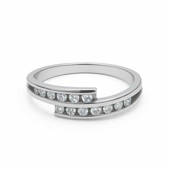 Zlatý prsten z bílého zlata se zirkony