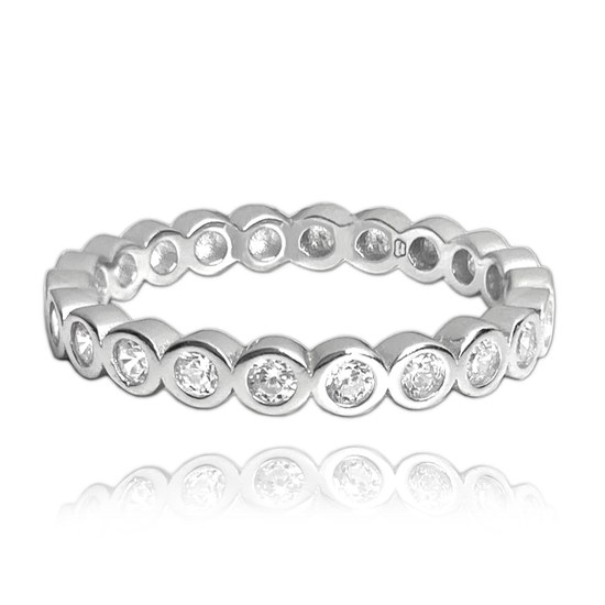 MINET Kuličkový stříbrný prsten s bílými zirkony