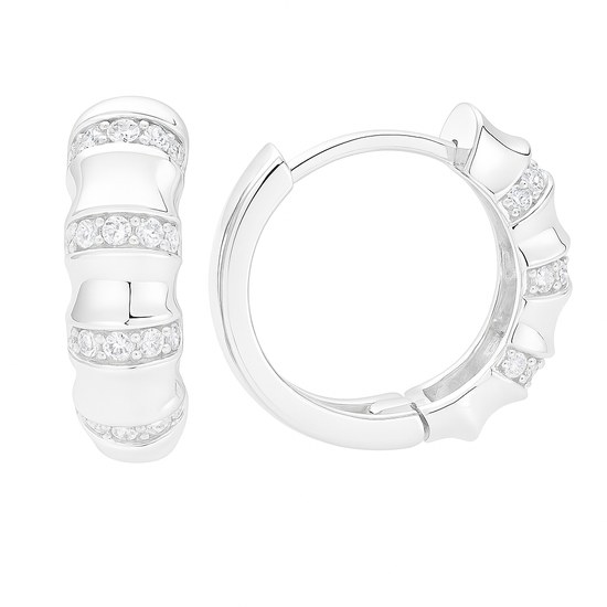 Zlaté náušnice kruhy se zirkony z bílého zlata