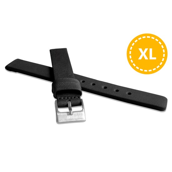 LAVVU LSCXB08 XL Prodloužený černý hladký řemínek Plain z luxusní kůže Top Grain - 8 XL