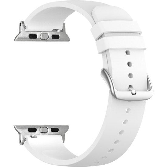 LAVVU Bílý silikonový řemínek na hodinky - stříbrný konektor pro APPLE WATCH 38-40 mm