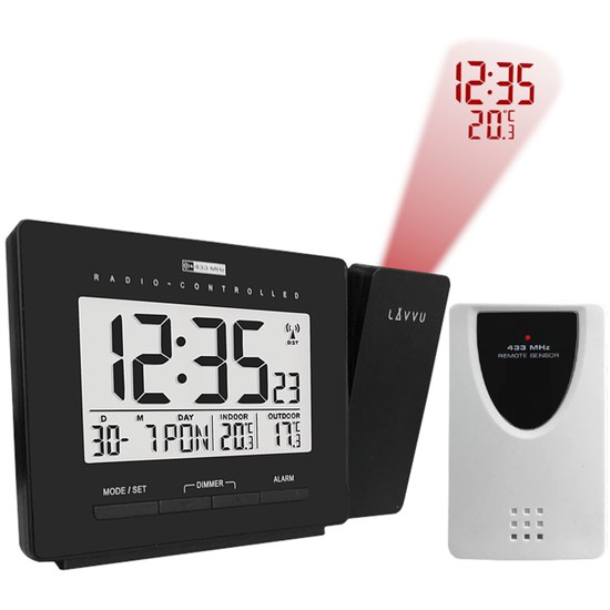 LAVVU Digitální projekční budík řízený rádiovým signálem PROJECTION s češtinou LAR0030