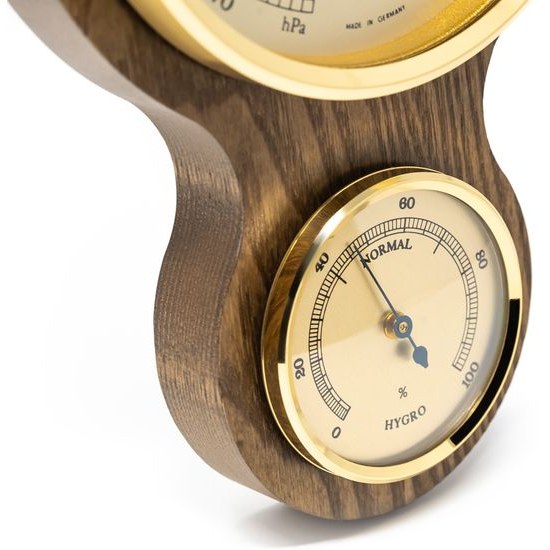 Barometr s teplměrem a vlhkoměrem na dřevěné podložce 6699-34