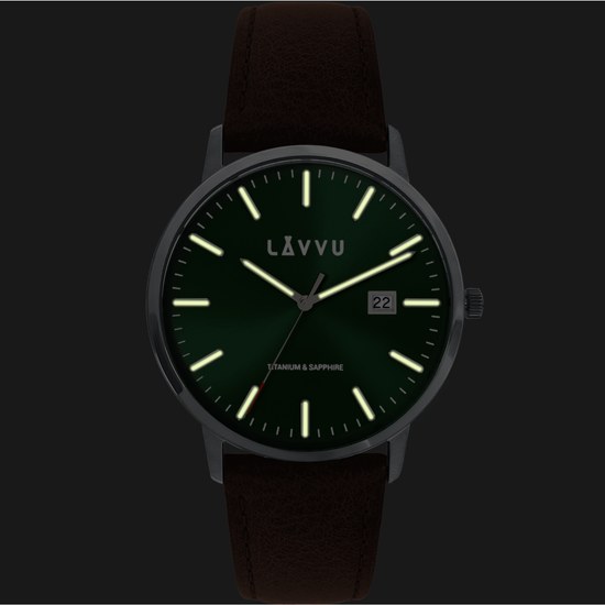 LAVVU Zelené pánské hodinky Copenhagen Titanium Green