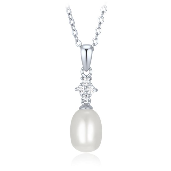 MINET Elegantní stříbrný 925/1000 náhrdelník s perlou a bílým zirkonem JMAS7063SN45