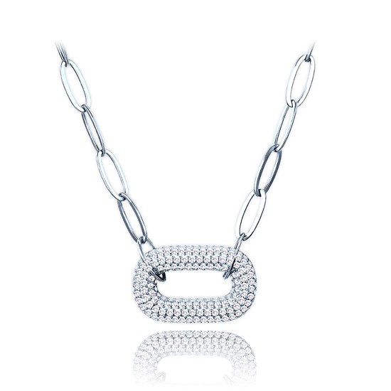 MINET Luxusní stříbrný náhrdelník s bílými zirkony