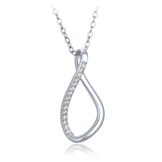MINET Elegantní stříbrný 925/1000 náhrdelník s bílým zirkonem JMAS0360SN45