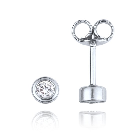 MINET Elegantní zlaté náušnice z bílého zlata s bílými zirkony Au 585/1000 0,90g