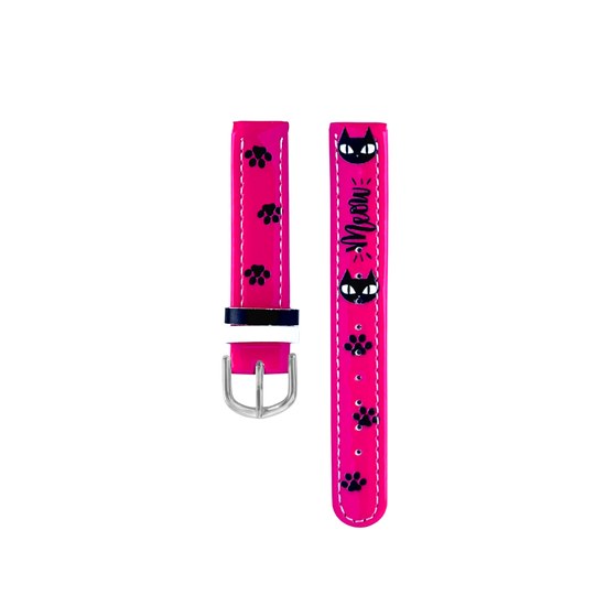 CLOCKODILE Růžový řemínek k dětským hodinkám kočky