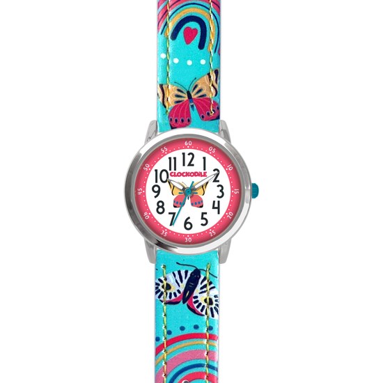 CLOCKODILE Tyrkysové dívčí dětské hodinky MOTÝL