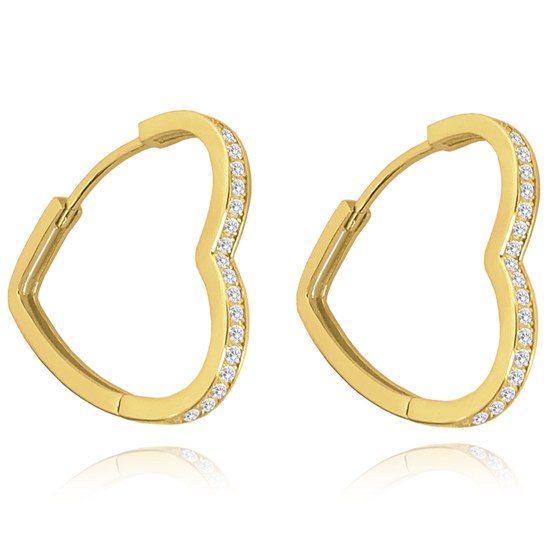 MINET Pozlacené stříbrné náušnice SRDÍČKA s bílými zirkony