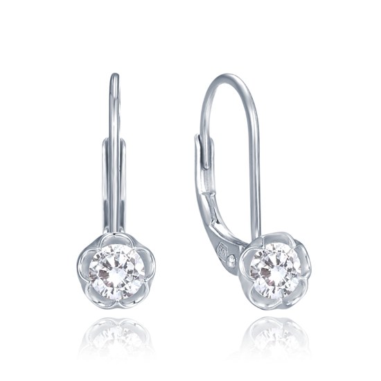 MINET Stříbrné náušnice kytičky s bílými zirkony