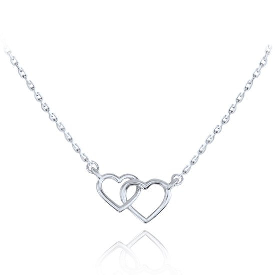 MINET Zlatý náhrdelník z bílého zlata se srdíčky Au 585/1000 1,70g