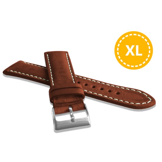 Prodloužený přírodně barvený hnědý řemínek LAVVU NATURE z kůže Top Grain - 22 XL