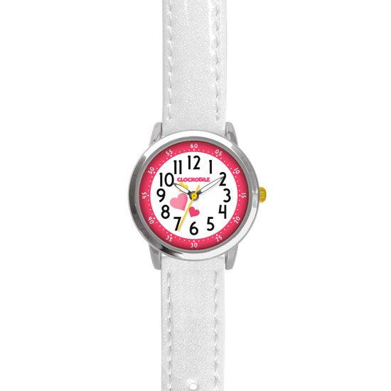 CLOCKODILE Bílé třpytivé dívčí dětské hodinky HEARTS CWG5067